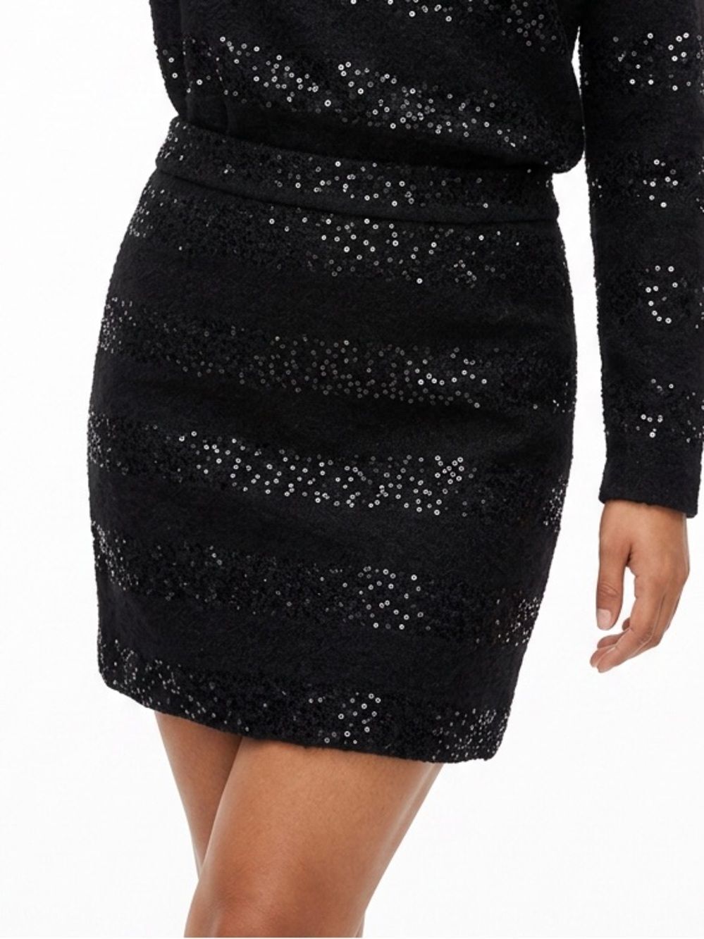 LOFT | NEW Black Sequin Stripe Wool Blend Skirt Women’s Size 4